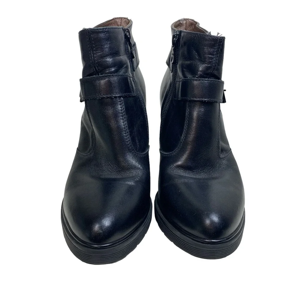 NeroGiardini Women 39 US 8.5 Black Leather Platform Buckle Ankle Boots Italy